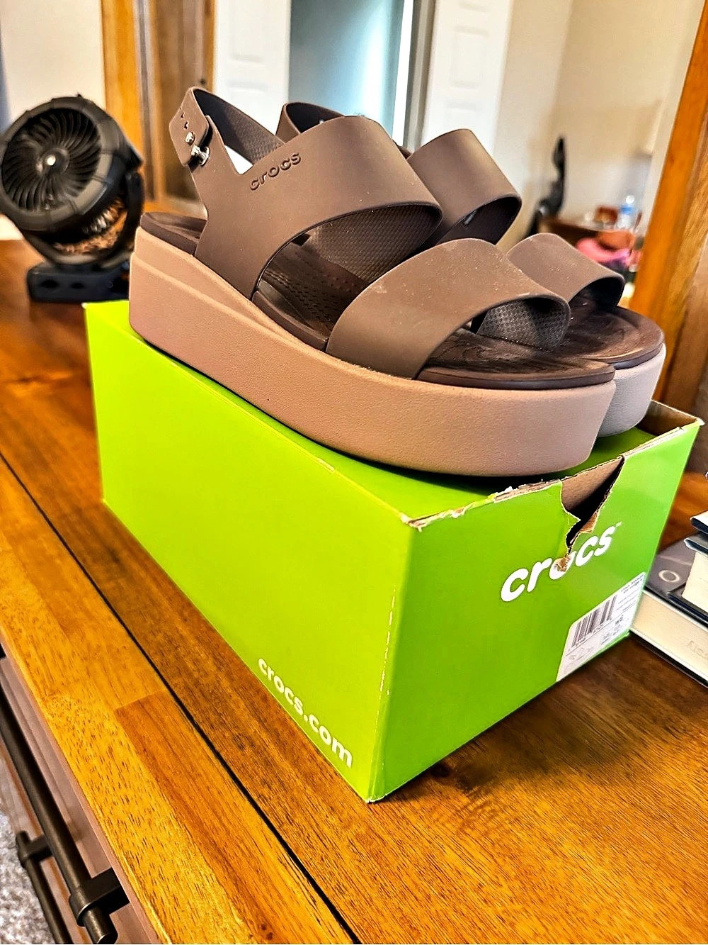 Crocs Brooklyn Low Wedge Brown Sandals